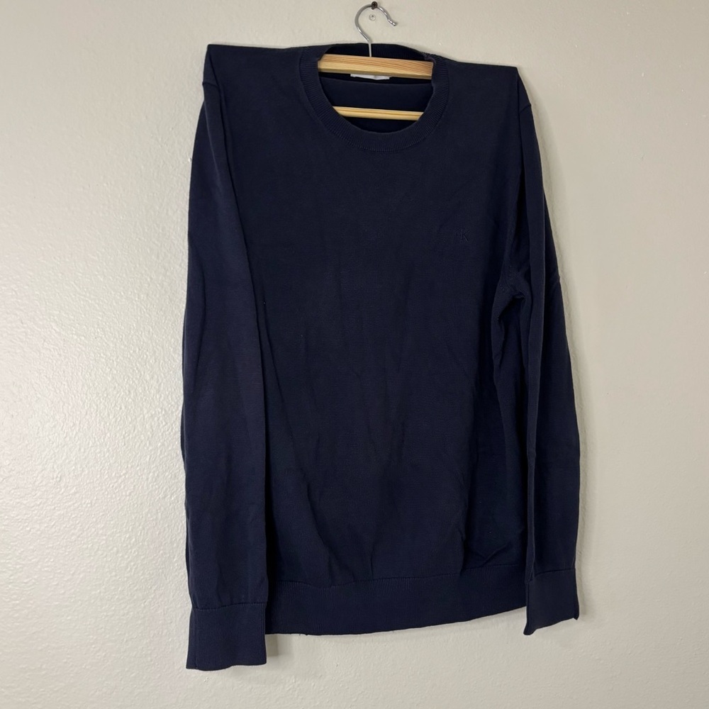 Calvin Klein Men Blue Knit Crewneck Sweater - Picture 9 of 11